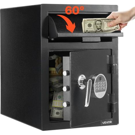 Coffre-Fort de Dépôt Électronique 34 L à 2 Niveaux en Acier Q235 avec Fente Frontale et Clavier Numérique (1/5)
