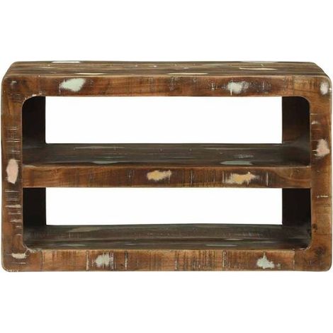 Meuble TV en Bois Massif Recyclé 60x32x36 cm, Console Basse de Style Industriel pour Salon (1/5)