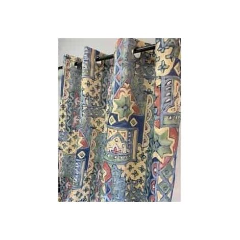 Rideau satiné géométrique multicolore - 140x250cm - Multicolore