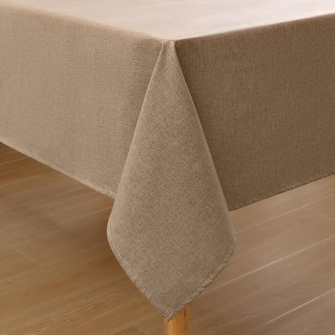 Abwaschbare Tischdecke mit Lotuseffekt, Leinenoptik, rechteckig 130x160 cm, hellbraun (1/5)