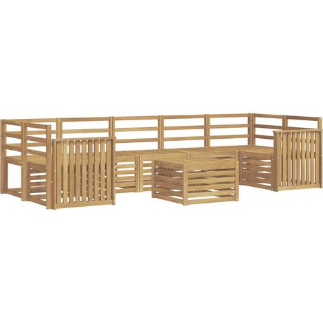 Outdoor Sofa Set 8 pcs White Solid Acacia Wood vidaXL (1/5)