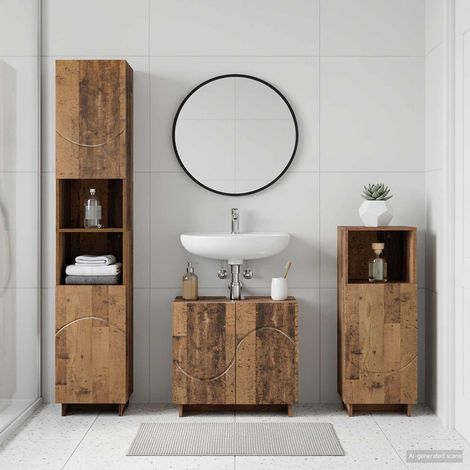 vidaXL Juego de Muebles de Baño 2 uds. Madera envejecida (1/5)