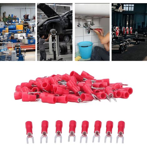 100 Stück zu verkaufen: SV1.25-3 Rot isolierter U-förmiger Abzweigverbinder, Crimp-Kabelschuh für Kabel von 22-16 AWG (1/5)