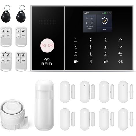 Kits de Sécurité Domestique,Alarme Maison sans Fil avec Alertes en Temps Réel par Application,Compatible avec ,Capteurs de Porte DIY,Détecteurs de Mouvement (1/5)