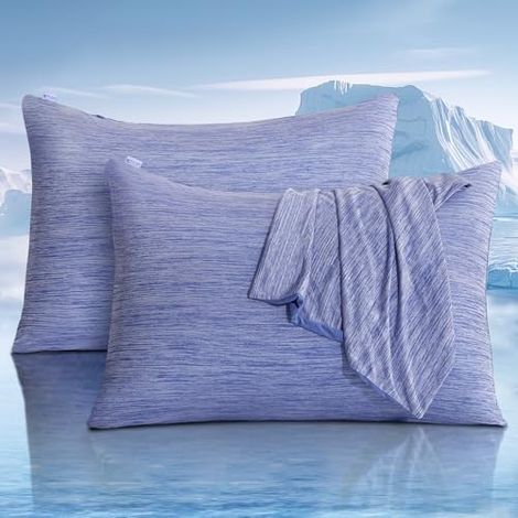 Avoalre 40x80 Kühlkissenbezüge Q-Max 0,5, ARC-Chill 3.0 Kühlfaser, Doppelseitiges Design, ÖKO Kissenhülle mit Reißverschluss, antistatische Kopfkissenbezug für Sofa, Wohnzimmer/Schlafzimmer (1/5)