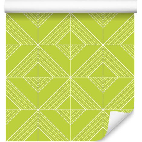 Papier peint géométrique à losanges vert citron, fond vert citron 50x1000 cm (1/5)