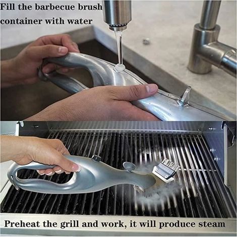 Brosse de barbecue, brosse de gril et grattoir, nettoyant avec accessoires de gril à vapeur Outils de nettoyage de cuisson (1/4)