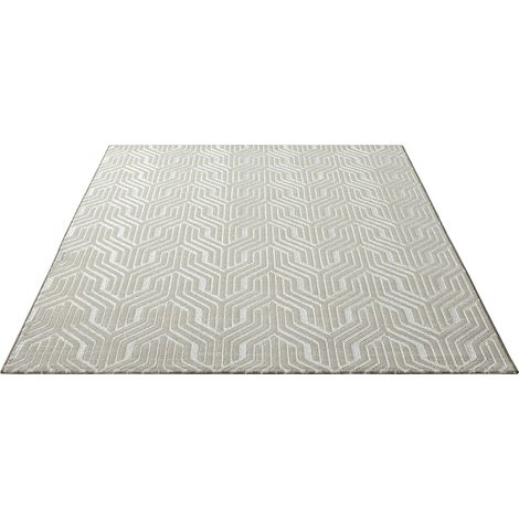FLOORNOVO Hochflor Teppich Beige gemustert - 150 x 80 cm - Besonders Weicher Teppich Wohnzimmer & Badezimmerteppich - Pflegeleicht - vielseitig einsetzbar im Innenbereich (1/2)