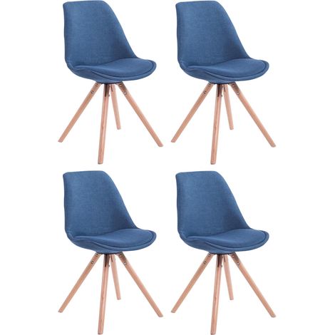 Set di 4 sedie per visitatori Toulouse Fabric Round Blu Natura