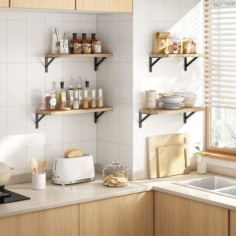 Etagere Murale - Tablette Flottante - Pour Salon Cuisine Bureau Salle De Bain - Lot De 4 (1/5)