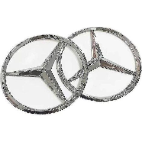 Set mit 2 Mercedes-Benz Hecklogos, 9 cm – Silberne ABS-Kunststoffaufkleber – 90-mm-Logo für den Kofferraum – Elegante Personalisierung (1/5)