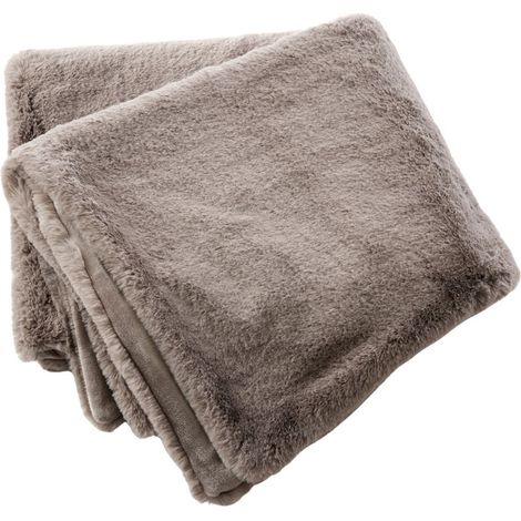 Chemin de lit 90x200cm fausse fourrure polyester coloris brun - ROZENN
