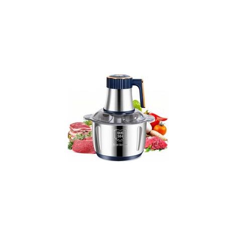 Hachoir à Viande Électrique 5L - Robot Culinaire Multifonction, Mixeur 500W avec 6 Lames Acier Inoxydable, 5 Vitesses (Bleu)