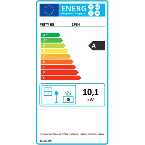 EEK A - Estufa de leña PRITY 1P34L 10,1 kW con horno y estufa de chimenea de placa metálica (1/5)
