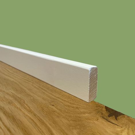 BATTISCOPA Squadrato BASSO laccato bianco in legno MASSELLO 40X13 (prezzo al metro)
