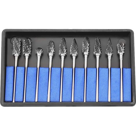 Set di 10 frese rotative in carburo di tungsteno – 3x6 mm – punte da trapano a torsione – utensili rotanti Dremel – Akozon (1/5)