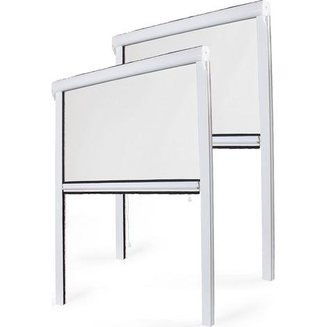 Lot stores moustiquaire PVC - x2 - L130 x H160cm - Blanc Ajustables