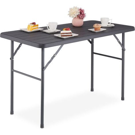 Mesa de jardín cuadrada con aspecto de madera (1/5)