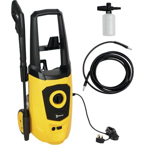 1800W High Pressure Washer delivers 150 Bar pressure with 510 L/h flow. Portable jet wash cleaner includes a 6M hose and snow foam bottle (1/5)