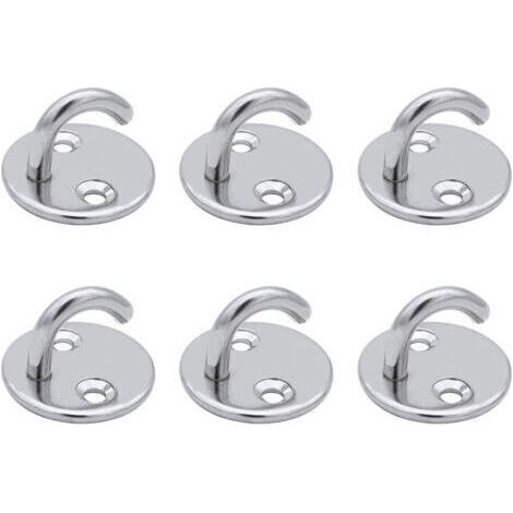 6 Pièces Crochet de Plafond M5 Crochet Ouverts Rend Ancre de Plaque Œil Acier Inoxydable Crochet de œil Plaque pour Suspendre Plante Ventilateur de Plafond Moustiquaire Une Lanterne (1/5)