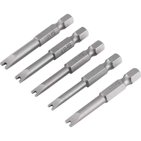 Embout De Tournevis U Fourche, Embout Visseuse Speciaux Magnetique à Tige Hexagonale 1/4 ", Paquet De 5 Embouts de Tournevis en Acier Allié S2 (1/5)