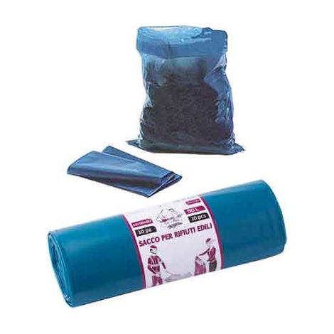 SACCHI PER RIFIUTI EDILI BLU 50x80 cm - Rot. 10 strappi in blister