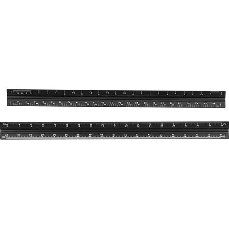 2-teiliges Ingenieurmaßstab-Set, schwarz, imperial, Aluminiumlegierung, dreieckiger Architektenmaßstab (1/5)