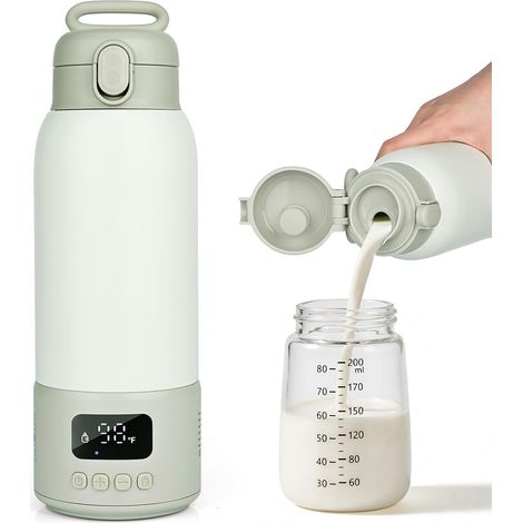 Chauffe Biberon Portable, Chauffe Biberon sans Fil 500ML, Chauffage Rapide, 2 Modes pour Lait Maternel et Eau, Chauffe-biberons USB, pour Voiture, Voyage en Avion (1/5)
