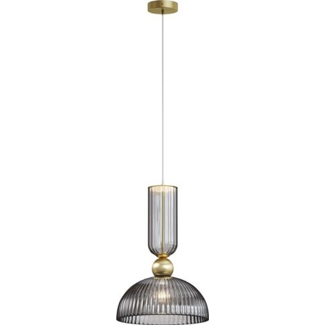 Maytoni Antic Plafonnier suspendu moderne en forme de dôme doré 2700 K 510 lm 1 culot E27 abat-jour gris