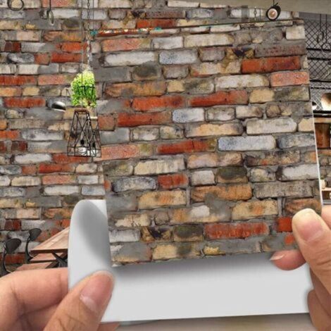 Adhésive Décorative à Carreaux pour Salle de Bains et Cuisine Stickers Carrelage, 20 Pièces Imitation Cuir Style Brique 3D Imitation Pierre Imperméables Auto-adhésifs Décoration (LA005,20cm) (1/4)