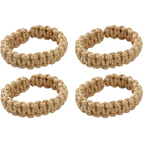 Lot de 4 Embrasse pour Rideaux en Corde de Chanvre Tressée, Attache Rideau Style Bohème Rustique, Pince Rideau Flexible sans Perçage pour Décoration Maison Salon Chambre Bureau Extérieur (1/5)