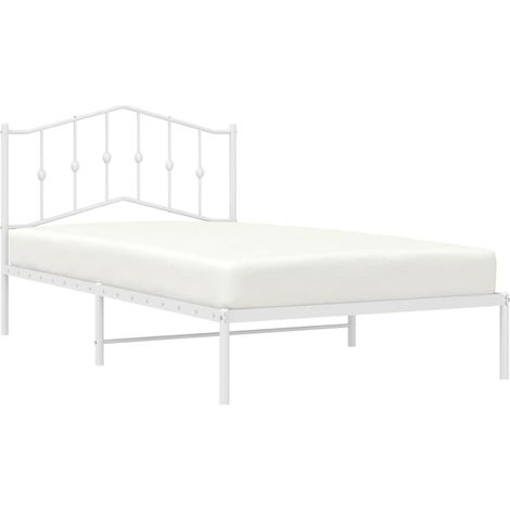 vidaXL Giroletto con Testiera Metallo Bianco 100x200 cm (1/5)