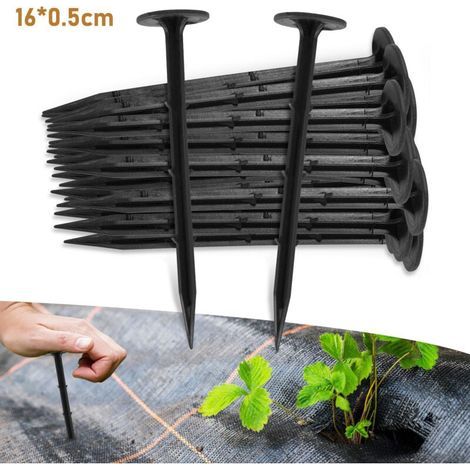 Lot de 200-1000 piquets de fixation terre - L. 15 cm - Plastique - Noir (400 Piquets) (1/4)