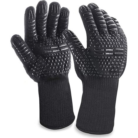 Guanti resistenti al calore per grigliare e cucinare, Simply Joy, antiscivolo, 2 pezzi, neri (1/5)