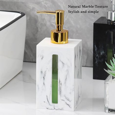 Dispenser di sapone per il bagno con pompa in metallo da 500 ml, dispenser quadrato per sapone e lozione per il piano del bagno, dispenser con pompa vuota (bianco) (1/4)
