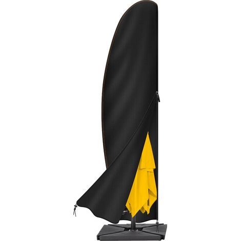 Housse Parasol Déporté en Tissu Oxford 420D imperméable avec Fermeture éclair - 2,7 m à 3,4 m - Noir (1/4)