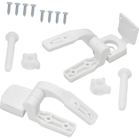Ersatz-Set für Toilettensitzscharniere aus weißem Kunststoff mit Bolzen, Schrauben, Muttern für die meisten Toiletten, robustes Material