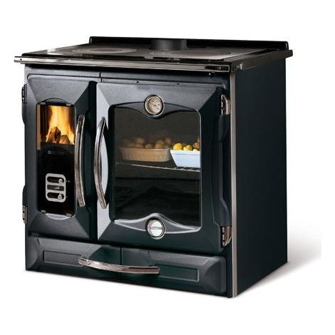 Nordica – Cuisinière à bois en fonte 9 kW – Volume de chauffe 258 m³ – Capacité four 78 L – Classe énergétique A+ – Foyer en fonte émaillée