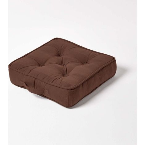 HOMESCAPES Rajput Ribbed Cotton Floor Cushion Chocolate Brown