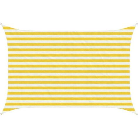 Voile d'ombrage à rayures jaunes et blanches, 2 x 2,5 mètres, PEHD (1/5)