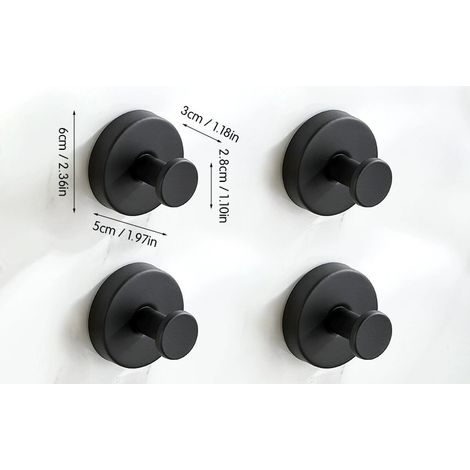 4er-Set Duschhaken mit Saugnapf, Edelstahl, wasserdicht, kein Bohren erforderlich, Tragkraft bis zu 4,5 kg – schwarz (1/5)