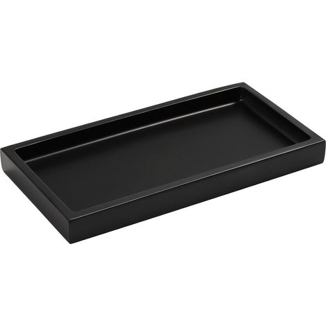 Resin Rectangular Jewelry Tray, Bathroom Toilet Cistern Storage Tray, Decorative Tray for Tissue Candles Soap Towel Plant - Matte Black(20x10cm) (1/5)