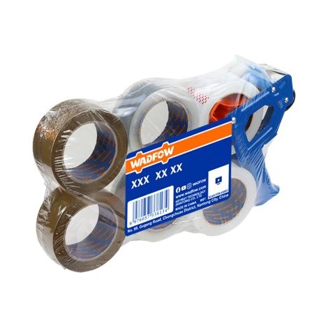 Juego de 7 piezas precintadora + precinto WADFOW, cintas adhesivas de 100m, 48mm ancho