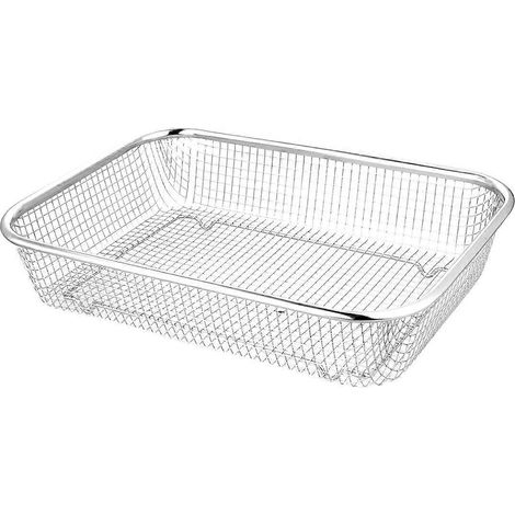 panier égouttoir épais en acier inoxydable, passoire pour fruits et légumes, panier égouttoir multifonctionnel pour la cuisine (taille M, 30 x 22 x 6 cm)-30.00X22.00X6.00CM-Silver (1/3)