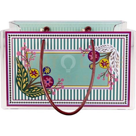 SHOPPER GRANDE CHARLOTTE IN CRISTALLO ACRILICO TRASPARENTE E CON DECORO DANUBIO
