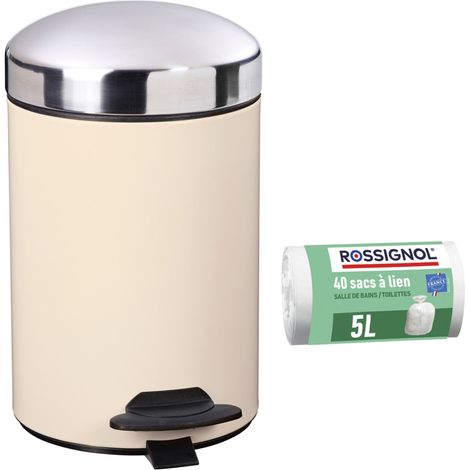 Poubelle de salle de bain à pédale 3L et 40 sacs poubelle 5L - BONNY ROSSIGNOL (1/5)