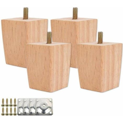 Set de 4 pieds de lit en bois avec plaques de montage et vis hauteur de 5 cm LUNCH BOX (1/5)
