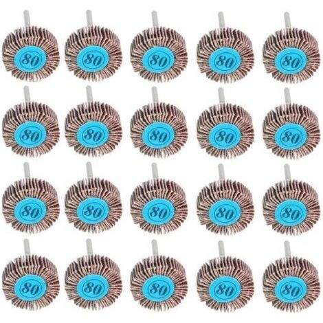20 Pièces Roue à Lamelles, 80 Grains Papier Abrasif Roue de Polissage Roue à Lamelles Dremel 10mm pour Outil Rotatif (1/4)