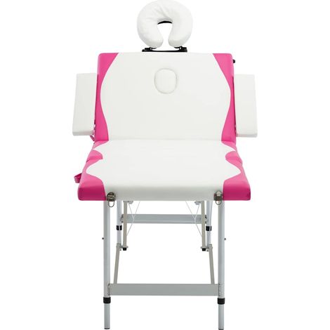 Table de massage pliable 4 zones portable en aluminium réglable blanc et rose 191 x 70 cm (1/5)