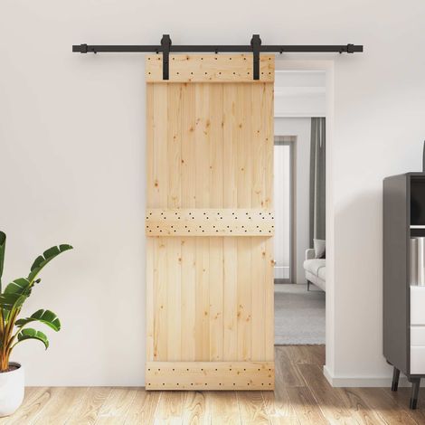 Teenpull – Schiebetür Natürlich und Schwarz 80 x 210 cm Massivkiefer (1/5)